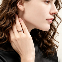 Bagues en argent sterling 925 plaqué or pour femmes, avec initiales en forme de cœur en émail couleur bonbon et pavé de pierres