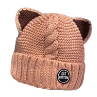 Otoño Invierno Ins Orejas de gato Sombrero de punto Dibujos animados Cálido Oreja de gato al vapor en forma de viaje Elegante sombrero inspirado en Ins para el frío