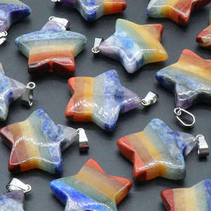 Bola bulan bintang heksagonal batu permata unik Chakra kristal liontin kalung pesona - Product Image 3