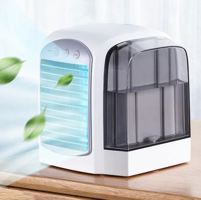 Small Desktop Water-Cooled Personal Mini Air Cooler Humidifier Cooling Fan 3 Gear Portable Air Chiller for Bedroom Living Room
