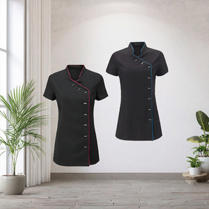 Women Nurse Spa Uniform Button Front Medical Clinic <b>Tunic</b> Knitted Fabric Custom Logo Esthetician Work <b>for</b> <b>Beauty</b> Salon Massage - Product Image 3