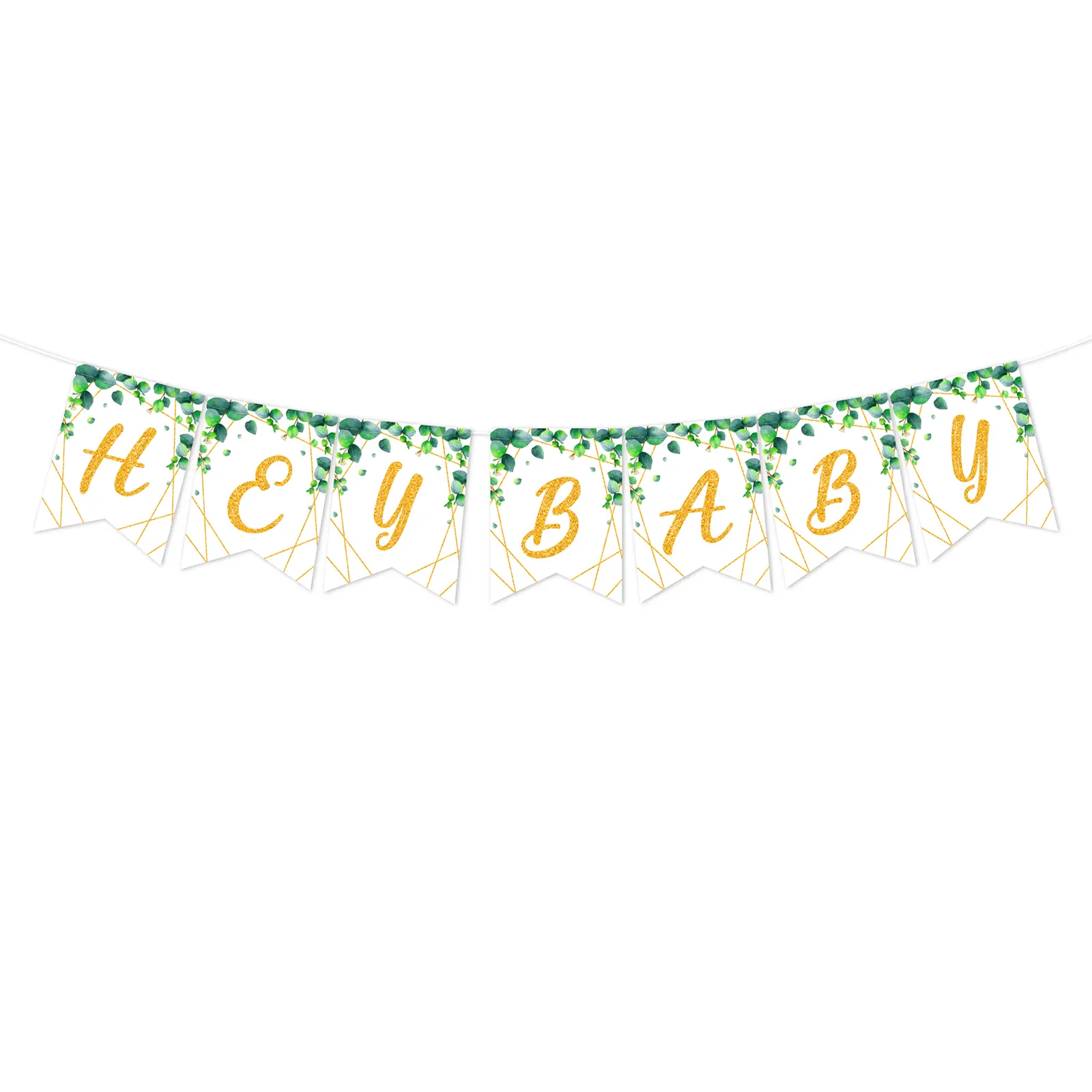 Ba311 Groen Eucalyptus Papier Banner Baby Shower Party Decoraties Hey Baby Banner Gors