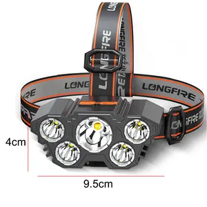 충전식 헤드 램프 5 LED 헤드 램프 손전등 18000 루멘 USB 케이블 방수 4 모드 빛 야외 캠핑 사냥