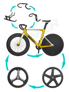 Bicicleta de <span class=keywords><strong>Carretera</strong></span> de Carbono de Una Velocidad, Tallas 48/50/52/54/58cm, para Pista, con Tecnología EPS, Neumáticos 700Cx25C, Bicicleta de Pista de Fibra de Carbono - Product Image 2