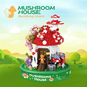 Ensemble de blocs de construction Maison de champignon de conte de fées, Arbre Chat Ours Lapin Fleurs Lumières Modèle créatif Jouet électronique Balody - Product Image 4