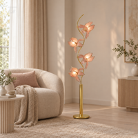 Lampe sur pied LED Lotus moderne la plus vendue, base E26, abat-jour rose, design floral en fer et verre pour salon, chambre et bureau