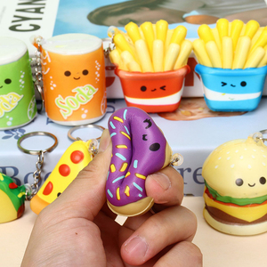 Porte-clés anti-stress mignon en forme de hamburger et frites, jouet sensoriel souple à remontée lente, breloque pour sac à dos, cadeau pour enfants - Product Image 2