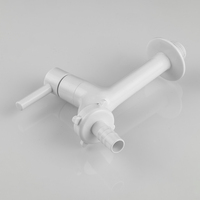 Robinet d'eau froide simple moderne à poignée murale en plastique blanc Noyau de valve en céramique pour lavabo de salle de bain