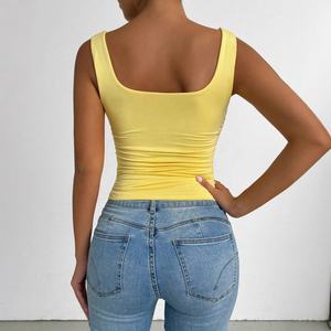 2025年 欧米風 レディース ノースリーブ キャミソール スクエアネック カジュアル ベーシック ネイビーカラー トップス - Product Image 2