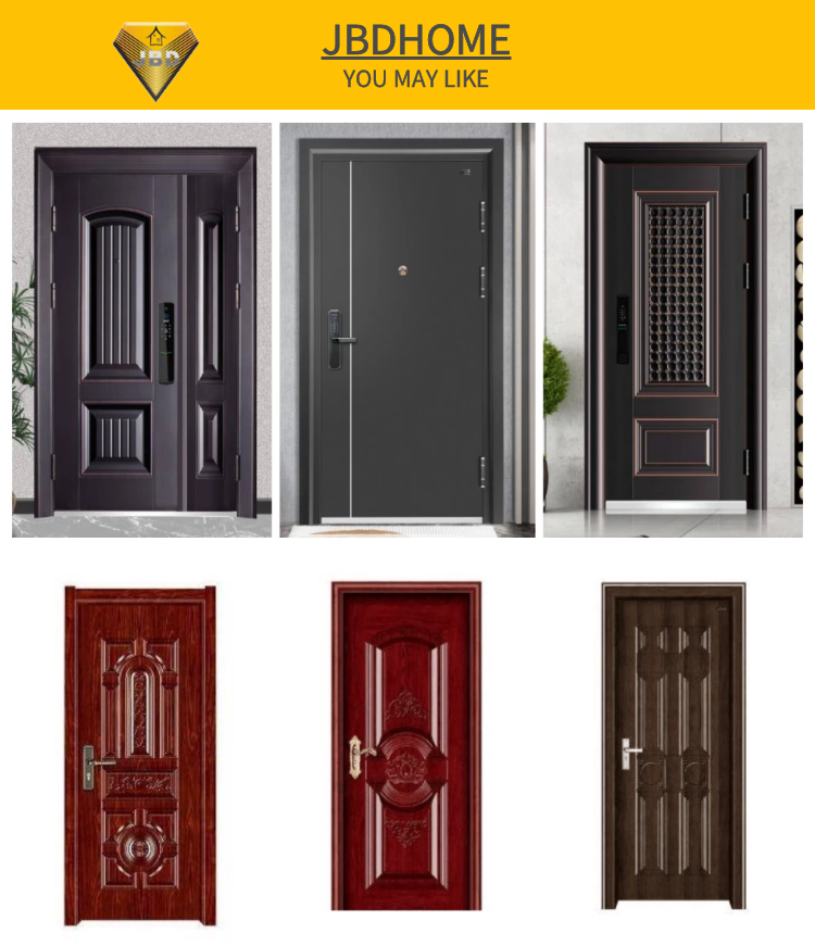 Modern design wooden anti-theft door villa multi lock point front safety steel door exterior security door