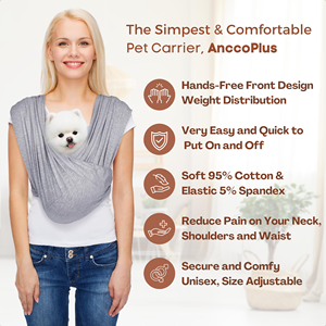 Wholesale Classic Eco-Friendly Breathable Cotton Solid Color Cat Puppy Pouch <b>Pet</b> Dog Sling Front <b>Carrier</b> String Closure - Product Image 2