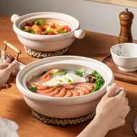 Ensemble de casseroles en céramique de terre cuite beige clair minimaliste japonais, pot à ragoût multi-capacité