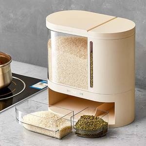 Cubo de almacenamiento de arroz de gran capacidad con partición de tapa a prueba de insectos, dispensador de alimentos de medición de flujo automático, contenedores de almacenamiento de granos - Product Image 6