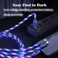 Câble lumineux LED 3 en 1 avec connecteurs Type C et USB, charge rapide, pour accessoires de téléphone iPhone