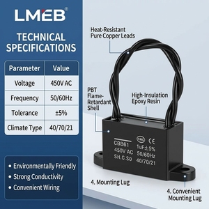 <span class=keywords><strong>Condensateur</strong></span> <span class=keywords><strong>de</strong></span> ventilateur CBB61 3UF 3.5UF 4UF <span class=keywords><strong>450V</strong></span>, condensateurs à film polypropylène métallisé, <span class=keywords><strong>condensateur</strong></span> <span class=keywords><strong>de</strong></span> démarrage du moteur <span class=keywords><strong>de</strong></span> ventilateur - Product Image 2