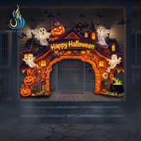 Arche géante d'Halloween pour l'extérieur, lanterne de festival avec citrouille et fantôme pour décorations d'entrée de parc à thème