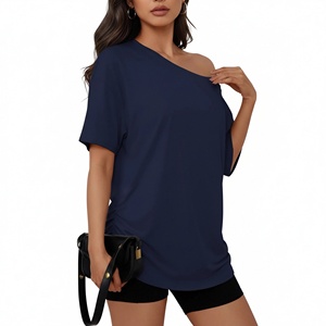 Nueva Camiseta Y2K 2026 para Mujer, con Hombros Descubiertos, Estilo Casual, Cuello Diagonal, Sexy, a la Moda - Product Image 4