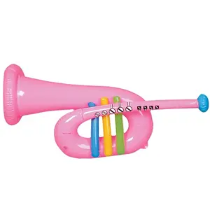 Promosyon custom made pvc şişme trompet plastik pembe trompet çocuklar yumuşak oyuncak trompet müzik aletleri