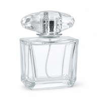 Flacon de parfum en verre carré de luxe de 100 ml avec bouchon en cristal, flacon vide rechargeable, flacon vaporisateur, emballage cosmétique de parfum haut de gamme