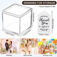 Boîte d'invité de mariage en acrylique Cube carré en plastique avec couvercle Mini boîte d'affichage de conteneurs en acrylique pour douche nuptiale de mariage