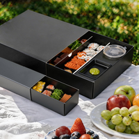 Boîte à sushi portable de type tiroir, en carton, multi-compartiments, avec boîte à sauce intégrée, conteneur à emporter, boîte bento, pour collations