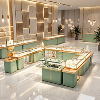 Projet de vitrine LED personnalisée pour boutique de bijoux haut de gamme, ensemble complet d'armoires de présentation de bijoux pour l'ensemble de la boutique