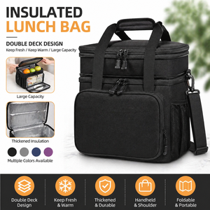 Sac à déjeuner <span class=keywords><strong>isotherme</strong></span> grande capacité, sac <span class=keywords><strong>isotherme</strong></span> double couche avec bandoulière réglable, boîte à déjeuner/pique-nique étanche - Product Image 3