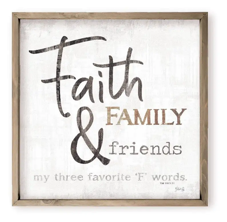Faith Family simbol dekorasi dinding, tiga kata F favorit, gaya Farmhouse, tanda dekorasi dinding kayu