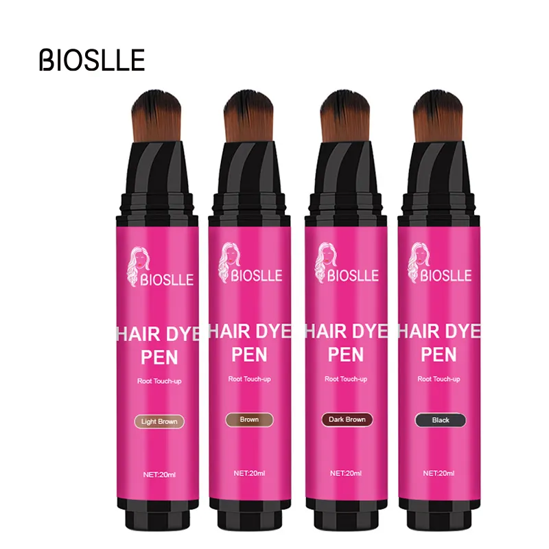 BIOSLLE-pincel para tinte de pelo de marca privada, corrector de raíces, negro, marrón oscuro, marrón, Natural