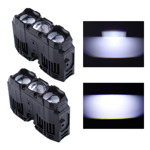 Car Motorcycle White Yellow Color <b>Led</b> Headlights Auxiliary <b>Lights</b> 3 <b>Led</b> <b>Projector</b> Lens Front Grille Lighting - Product Image 4