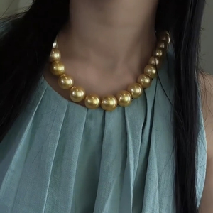 จี้มุกเซาท์ซีเกรด AAAAA ขนาด 16 มม. ประดับทอง พร้อมสร้อยคอแบบหนา สไตล์ยุโรปอเมริกัน - Product Image 4