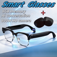 Lunettes intelligentes IA avec caméra 8MP, mémoire 8 Go, cadre métallique, enregistrement vidéo 1080P, ultra-légères, portables