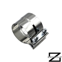 Collier de serrage réglable pour double tuyau d'échappement en acier inoxydable 304 poli miroir, haute performance, 3 pouces, avec manchon de jonction