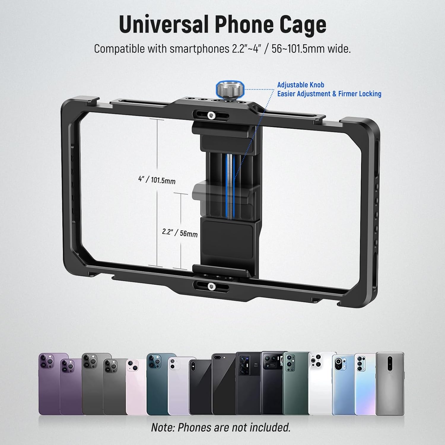 SmallRig ユニバーサル電話ビデオリグキット ハンドル付き アルミニウムハンドヘルドスタビライザー iPhone 14/ 13 Pro / Max用 Huaweiおよびその他のAndroid携 SmallRigユニバーサル電話ケージスマートフォンビデオリグキット、ハンドル付きVlogging Case Stabilizer for  Videomaker 2791B 2772*2