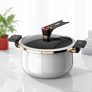 Marmite de cuisson multifonction 7L en émail avec couvercle en verre, pour soupes, ragoûts et bouillons d'os, compatible gaz et induction - Product Image 1