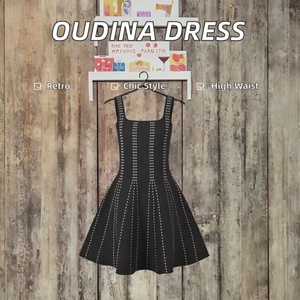 OUDINA Vestido Casual Elegante y Moderno a Rayas con Corte en A para Mujer, Vestido de Verano Brillante sin Mangas con Tirantes, para Otoño e Invierno - Product Image 3