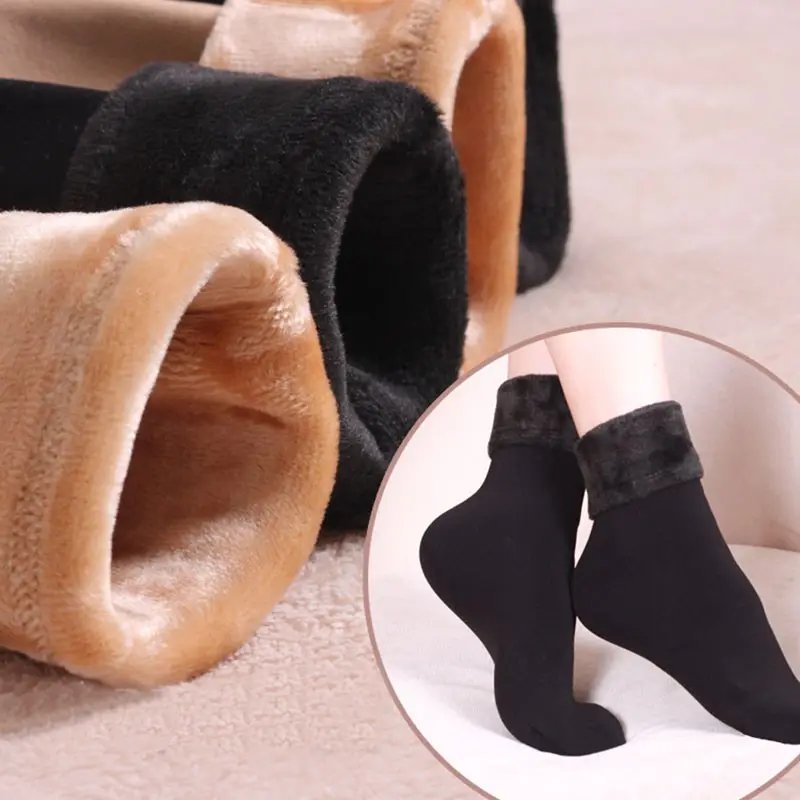 Erkekler ve kadınlar için yeni sıcak kadife kar çorap kazık çorap kadife yastıklı çorap.