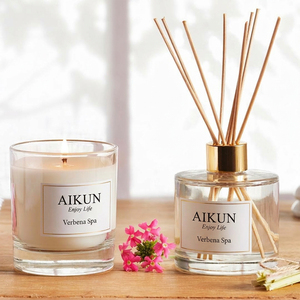 AIKUN Fabricant Grossiste – Ensemble diffuseur de parfum en verre naturel avec bâtonnets de soja pour Spa, Maison, Chambre et Salon - Product Image 2