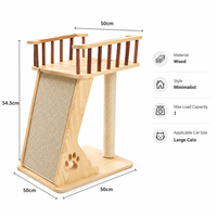 Arbre à chat vertical en bois avec poteau à gratter et niche pour grands chats avec consultation