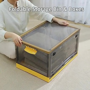 Caixa de Armazenamento Retangular Moderna e Dobrável Anjuny com Tampa, Organizador de Roupas Transparente em Plástico PP Moldado por Injeção para Uso Externo - Product Image 3