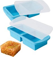 Cetakan Es Batu Silikon dengan Tutup 2 Cup, Wadah Penyimpanan Kaldu Sup 3 Pack, Dapat Ditumpuk, Bebas BPA -40 ℉   ke 446 ℉