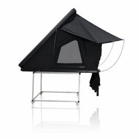 Tente de toit rigide pliable 4x4, grand espace, noire, imperméable, en aluminium, pour camping