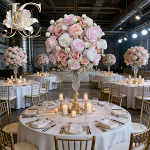 Centres de table en fleurs de soie faites à la main JC, aspect réaliste, pour mariage et fête - Product Image 1