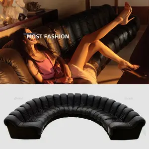 ds-600 large endless famous modular elements leather couch furniture s shape snake de sede sofa