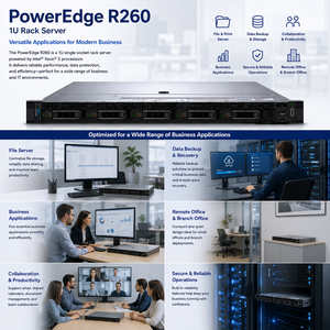 Serveur en rack Dell PowerEdge R260 1U, processeur Xeon E à une seule prise, serveur de fichiers professionnel, serveur d'<span class=keywords><strong>entreprise</strong></span> pour les PME et les bureaux à distance - Product Image 5