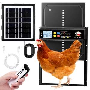 <b>Solar</b> Powered Chicken Coop Door Opener <b>Light</b> Sensor Timer Remote Control Anti Pinch Safety Wide Size Poultry House Use - Product Image 1