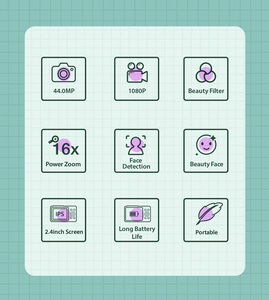 Yunq 2.4 אינץ '1080p מלא hd 16x זום דיגיטלי רטרו קמורי תמונה וידאו 44mp נקודה לירות מיני ילדים מצלמה דיגיטלית dc403 - Product Image 4