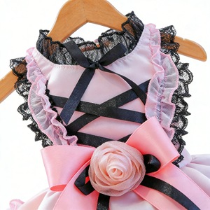 ชุดกระโปรงสีดำชมพูสำหรับสุนัขตัวเล็ก สไตล์เจ้าหญิง ใส่ได้ทุกฤดู - Product Image 5