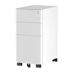 Under Desk Slim White Black Locking Small Luxury Modern Home Storage Furniture 3 Drawer Mobile Steel Office Metal File Cabinet