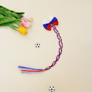 Extensions de cheveux tressées longues et droites sur le thème du football, rouge, blanc, vert, accessoire pour cheveux - Product Image 2